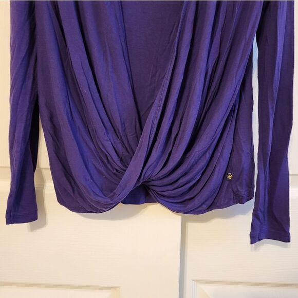 MICHAEL Michael Kors deep purple long-sleeved draping cross-over blouse - Picture 4 of 9